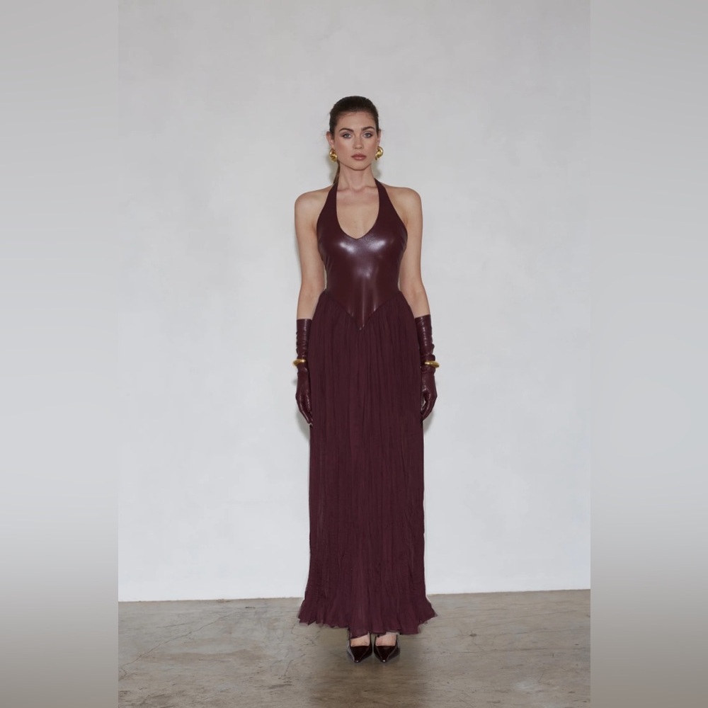 Delfi Collective Rowena Dress In Bordeaux Size Medium $469 - Picture 4 of 11